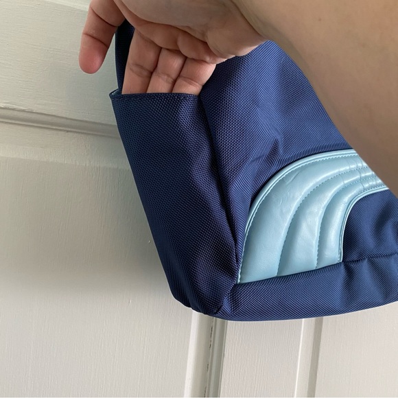 Puma Cartel Tote Bag Dark Blue with Light Blue Trim Silver Hardware Zipper NWT - Picture 7 of 16